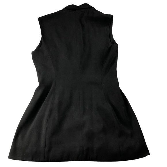 VTG Anne Pinkerton Black Long Cinched Waist Open Neck Vest 80s Retro - Picture 2 of 8